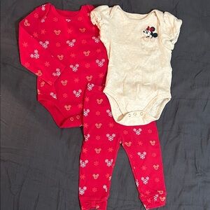 Disney Minnie Mouse Red and Cream Bodysuit Set